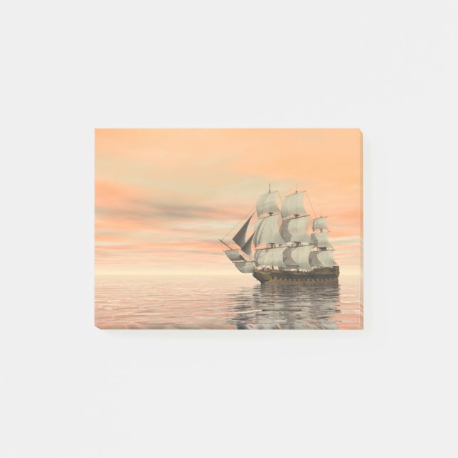 Gammal frakt på havet - 3D-rendering Post-it Block (Framsida)