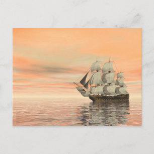 Gammal frakt på havet - 3D-rendering Vykort