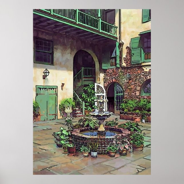 Gammal Fransk Courtyard Poster (Framsidan)