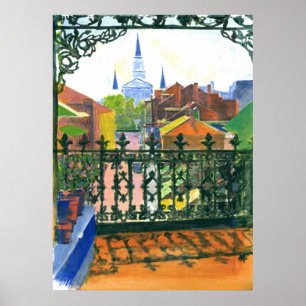 Gammal Fransk Kvartalsbalkony Nya Orleans Poster