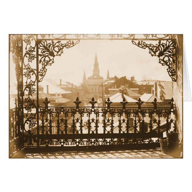 Gammal Fransk Kvartalskonsol Hälsningskort (Framsidan Horizontal)