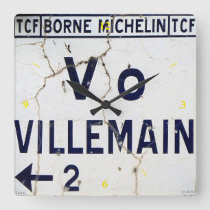 Gammal Fransk Road Sign. Fyrkantig Klocka