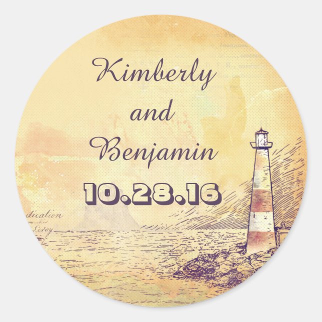 Gammal fyr Nautical Seal Runt Klistermärke (Framsida)