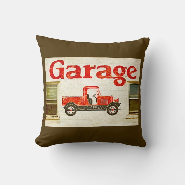 Gammal Garage på Brown Kudde (Framsida)