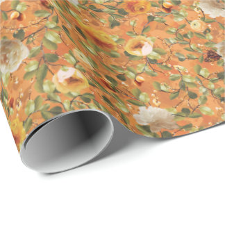 Gammal Garden Orange Mönster Wrapping Papper Presentpapper