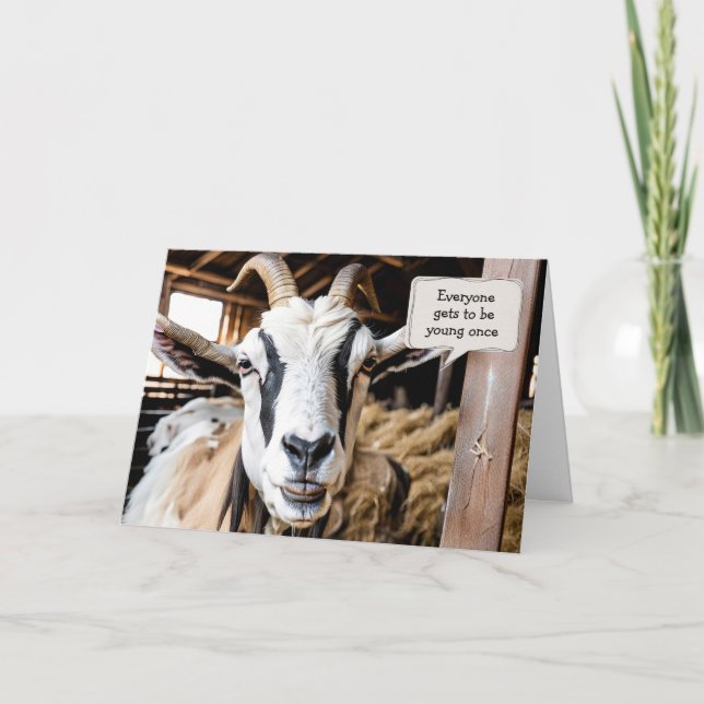 Gammal get för att bli gammal födelsedag kort (Framsida)