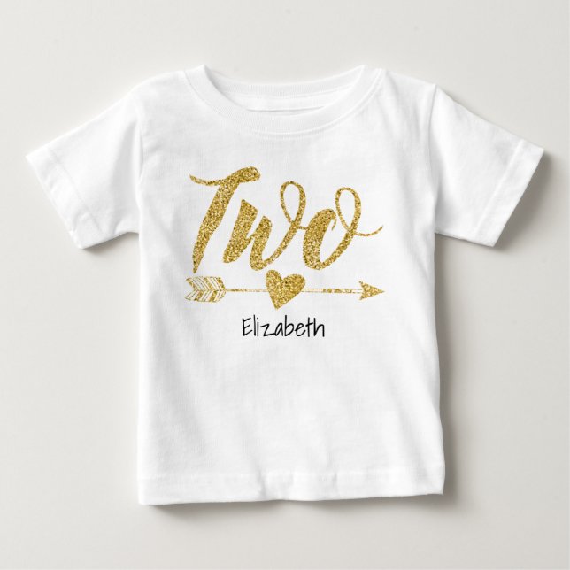 Gammal Glitter-Tryck för Two|Two-år personlig Tee (Framsida)