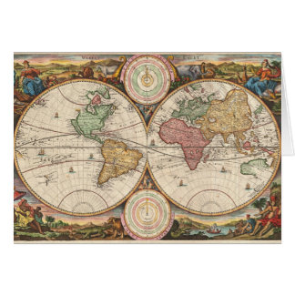 Gammal global karta hälsningskort