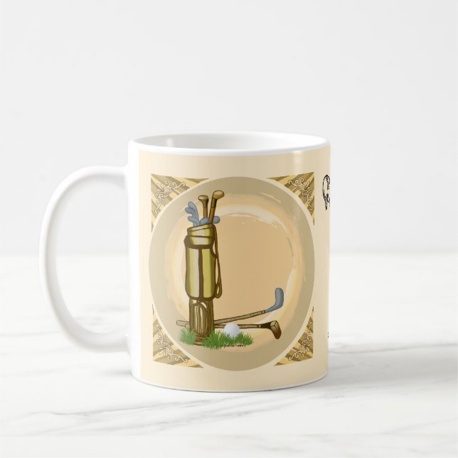Gammal golfklubbsmugg kaffemugg (Vänster)