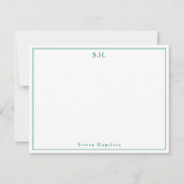 Gammal Grönt Monogram Namn-minimalistisk Anteckningskort