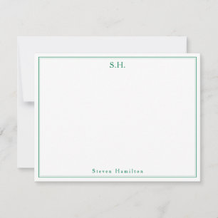 Gammal Grönt Monogram Namn-minimalistisk Anteckningskort