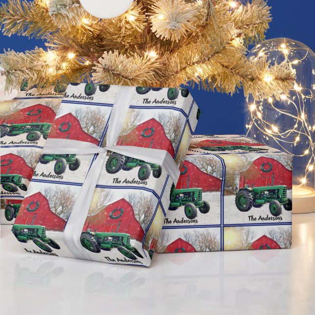 Gammal Grönt Tractor-jul   Presentpapper (Helgdagar)