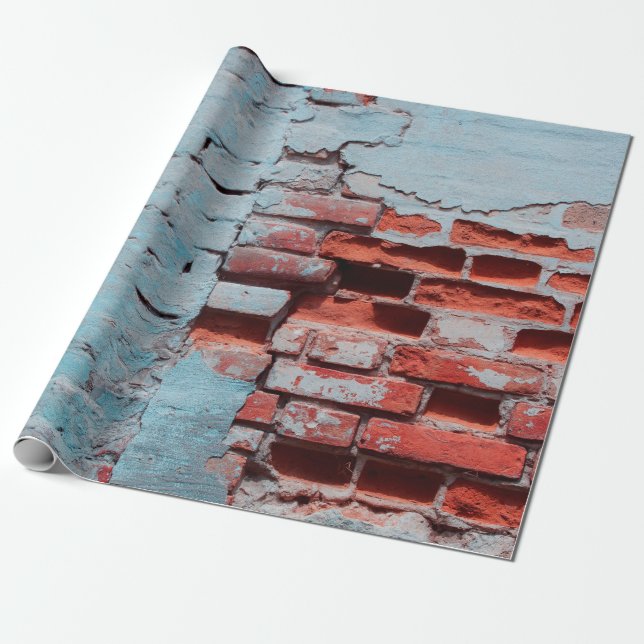 Gammal grov mur med naturliga defekter. Scratc Presentpapper (Utrullad)