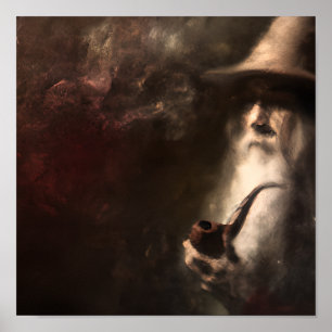Gammal guide som röker en pipe poster