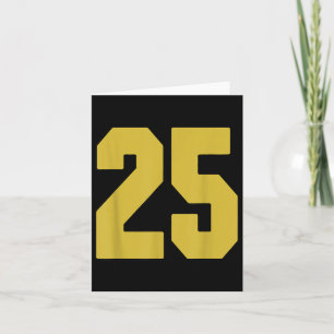 Gammal Guld Black Number 25 Jersey Player Uniform Kort