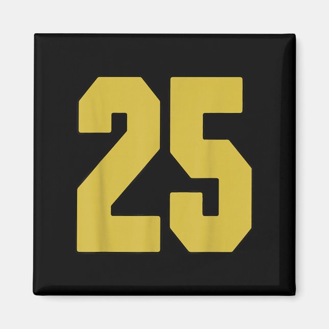 Gammal Guld Black Number 25 Jersey Player Uniform  Magnet (Framsidan)