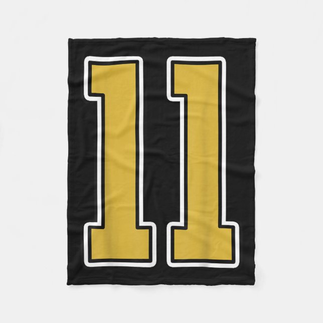 Gammal Guld Black White Srts nummer 11 Jersey Unif Fleecefilt (Framsidan)