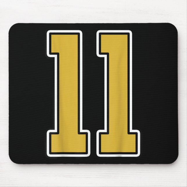 Gammal Guld Black White Srts nummer 11 Jersey Unif Musmatta (Framsidan)