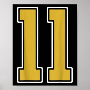 Gammal Guld Black White Srts nummer 11 Jersey Unif Poster