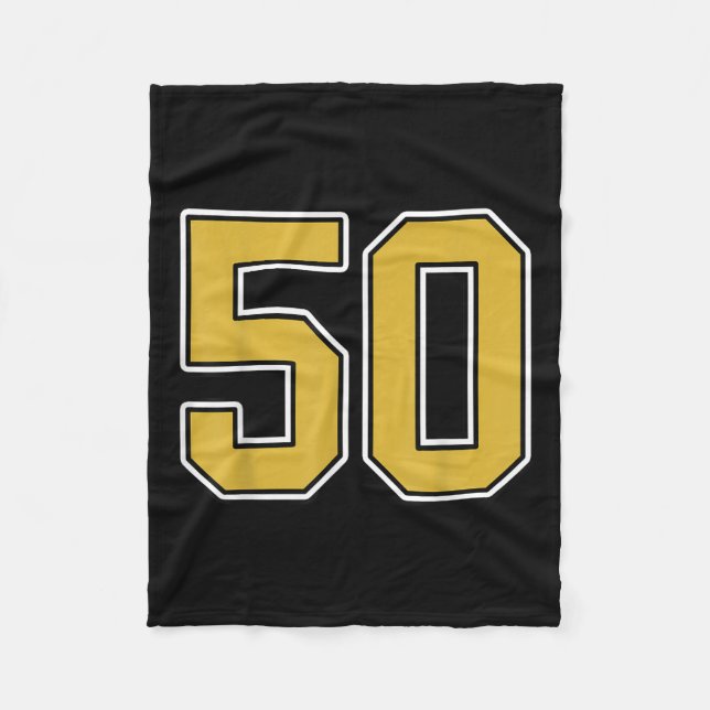 Gammal Guld Black White Srts nummer 50 Jersey Unif Fleecefilt (Framsidan)