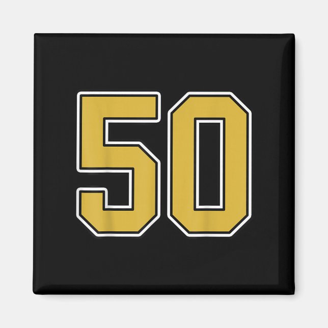 Gammal Guld Black White Srts nummer 50 Jersey Unif Magnet (Framsidan)