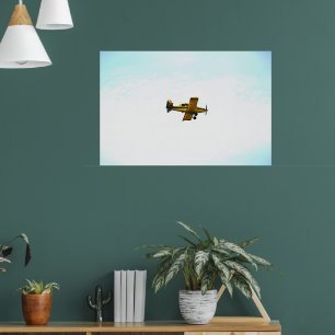 Gammal Gult Prop Propeller Flygplan Photographic A Poster