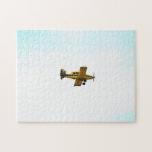 Gammal Gult Propeller Flygplan Art Puzzle