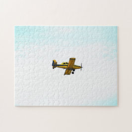 Gammal Gult Propeller Flygplan Art Puzzle Pussel