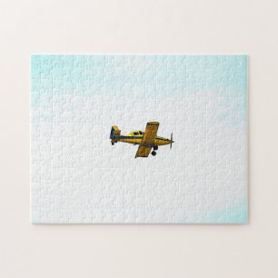 Gammal Gult Propeller Flygplan Art Puzzle Pussel