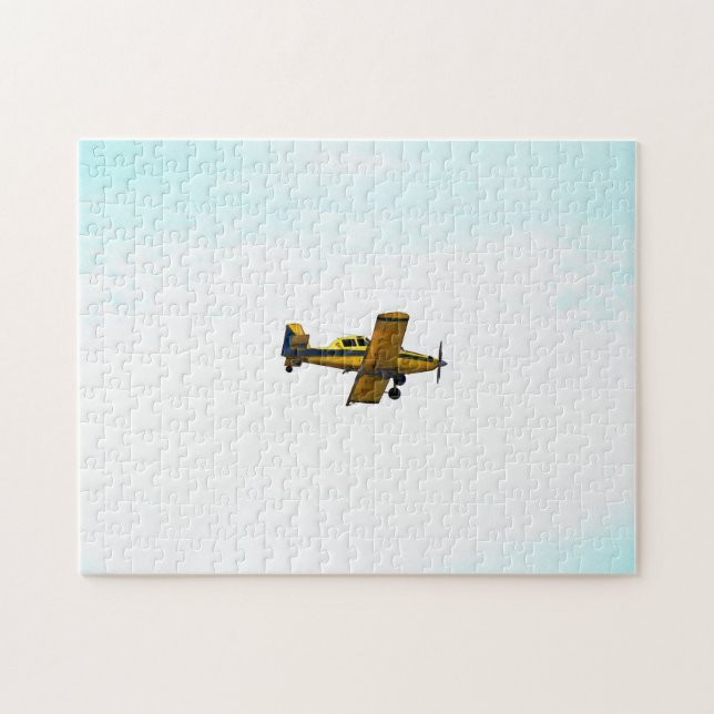 Gammal Gult Propeller Flygplan Art Puzzle Pussel (Horisontell)