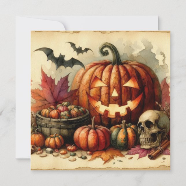 Gammal Halloween konst gratulationskort (Framsida)