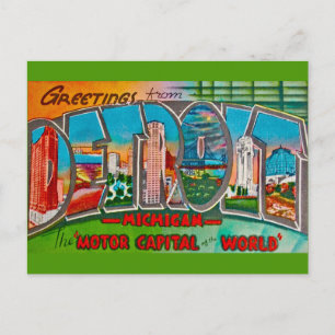 Gammal hälsning från Detroit Michigan Vykort