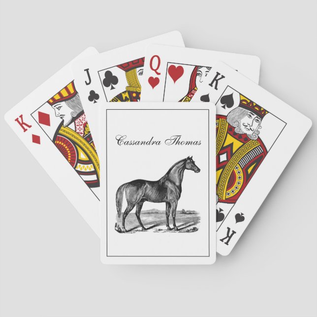 Gammal häst stående teckning casinokort (Baksidan)