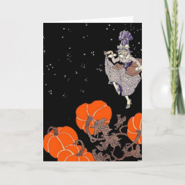 Gammal häxa i pumpruta kort