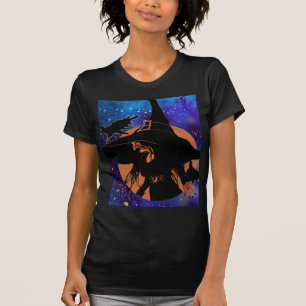 Gammal häxa Skördemåne Svartfågel Konst  T Shirt
