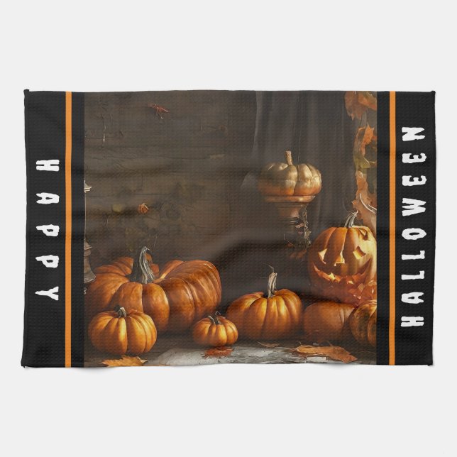 Gammal hemsamling i Happy halloween Kökshandduk (Horisontell)