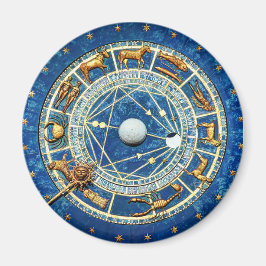 Gammal himmelsk blå zodiakastrologi Wheel Magnet