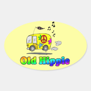 Gammal HippieOvalklistermärke Ovalt Klistermärke