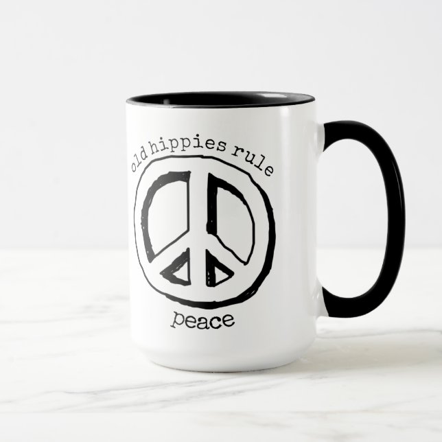 Gammal hippies Rule, Fredstecken Coffee Mugg (Höger)