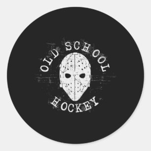 Gammal hockeymålvaktsmask runt klistermärke