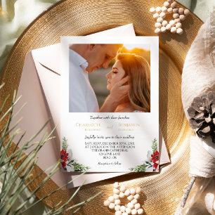 Gammal, högtidligt, minimalt foto Bröllop Inbjudningar