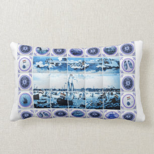 Gammal Holland Delft blå Delftware stil belägger Lumbarkudde