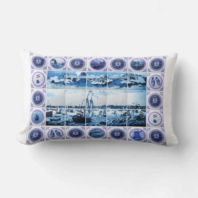 Gammal Holland Delft blå Delftware stil belägger Lumbarkudde (Framsida)