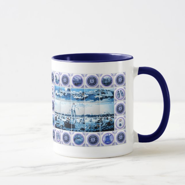 Gammal Holland Delftware stil belägger med tegel Mugg (Höger)