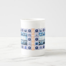 Gammal holländsk maritim Holland Delftware stil Benporslin Mugg