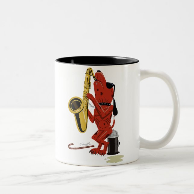 Gammal hund, ny aningkaffemugg Två-Tonad mugg (Höger)