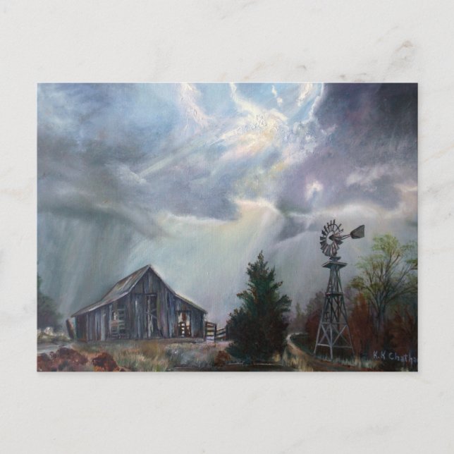 Gammal i Texas Thunderstorm Greeting Card Vykort (Framsida)