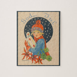 Gammal illustration av svenska God jul Pussel