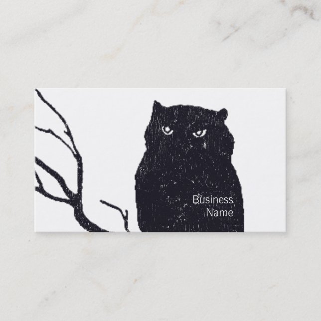 Gammal illustration med ugglegravyr visitkort (Framsida)