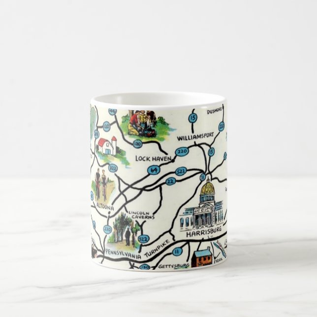 Gammal Illustrerad Pennsylvania Kartmugg Kaffemugg (Center)